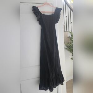 Scotch & Soda Black Broderie Anglais Cotton Lace Maxi Cut Back